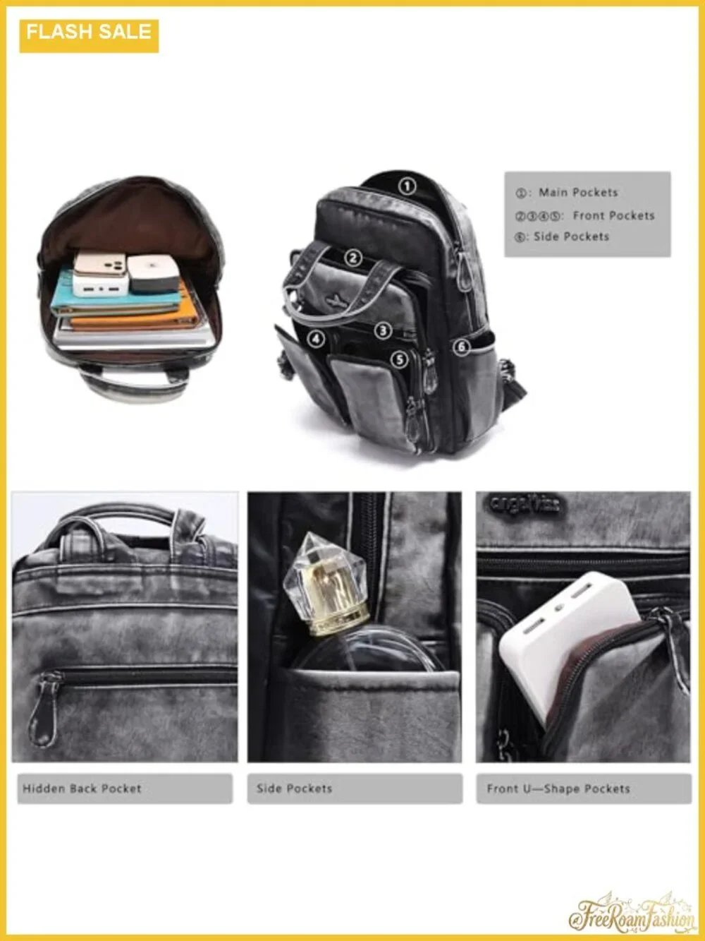 Women's Soft Vegan Leather Backpack Purse with Multiple Pockets for Travel Work